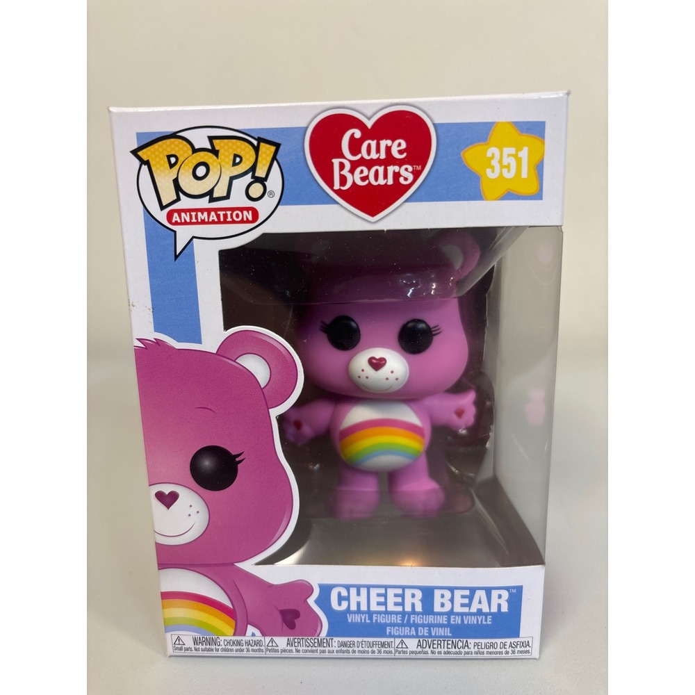Funko Pop Animation Care Bears Cheer Bear 351 Vinyl Figure Pink Rainbow Badge